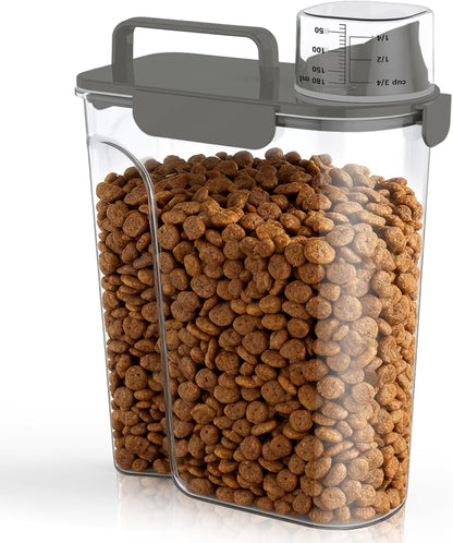 Uppetly Dog Cat Food Storage Container, 5-7Lbs Pet Food Containers, Airtight Cat Food Container with Portable Handle & Measuring Cup, Small Animal Dry Food Dispenser for Dogs, Cats and Birds Green