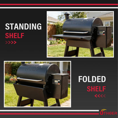 Upgraded Grill Table for Weber Kettle 22"/18"/26", Master Touch 22", Smokey Mountain, Recteq Pellet Grill RT-B380, Prep Station with Cutting Board, Basin, 4 Hooks, Shelf for Weber Kettle Accessories