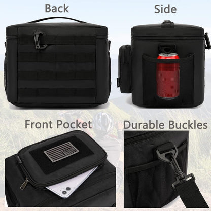 FlowFly Lunch Bag, Insulated Cooler, Thermal Lunch Box Tote with MOLLE/PALS Webbing, Adjustable Padded Shoulder Strap, for Tactical Men Women Adults and Boys Girls Kids (Cyan, Medium)