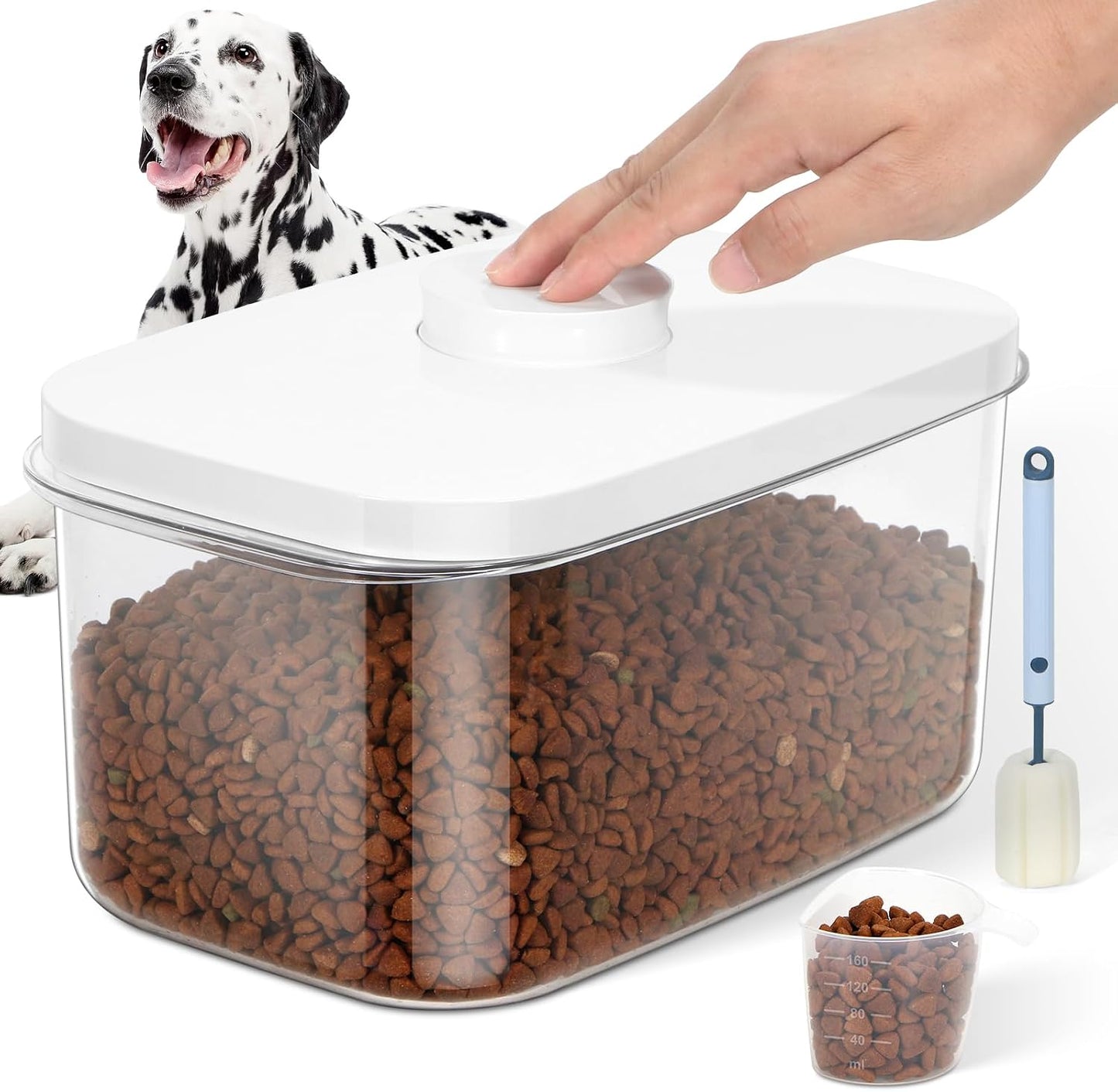 LEAWALK 10Lbs/10.57Qt Airtight Dog Cat Food Storage Container and Dog Treat Containers BPA-Free, PET Clear Stackable Pet Storage Bin, Pop Top, 1-Cup Scoop for Pet Food/Rice/Flour/Bread/Grains