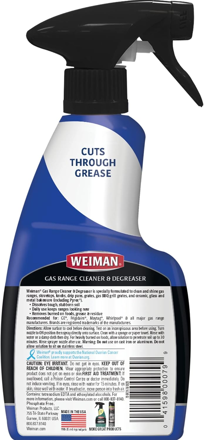 Weiman Gas Range Cleaner and Degreaser, Single, Lemon, 1 Count