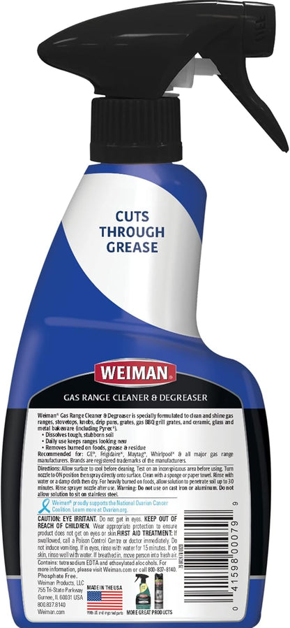 Weiman Gas Range Cleaner and Degreaser, Single, Lemon, 1 Count