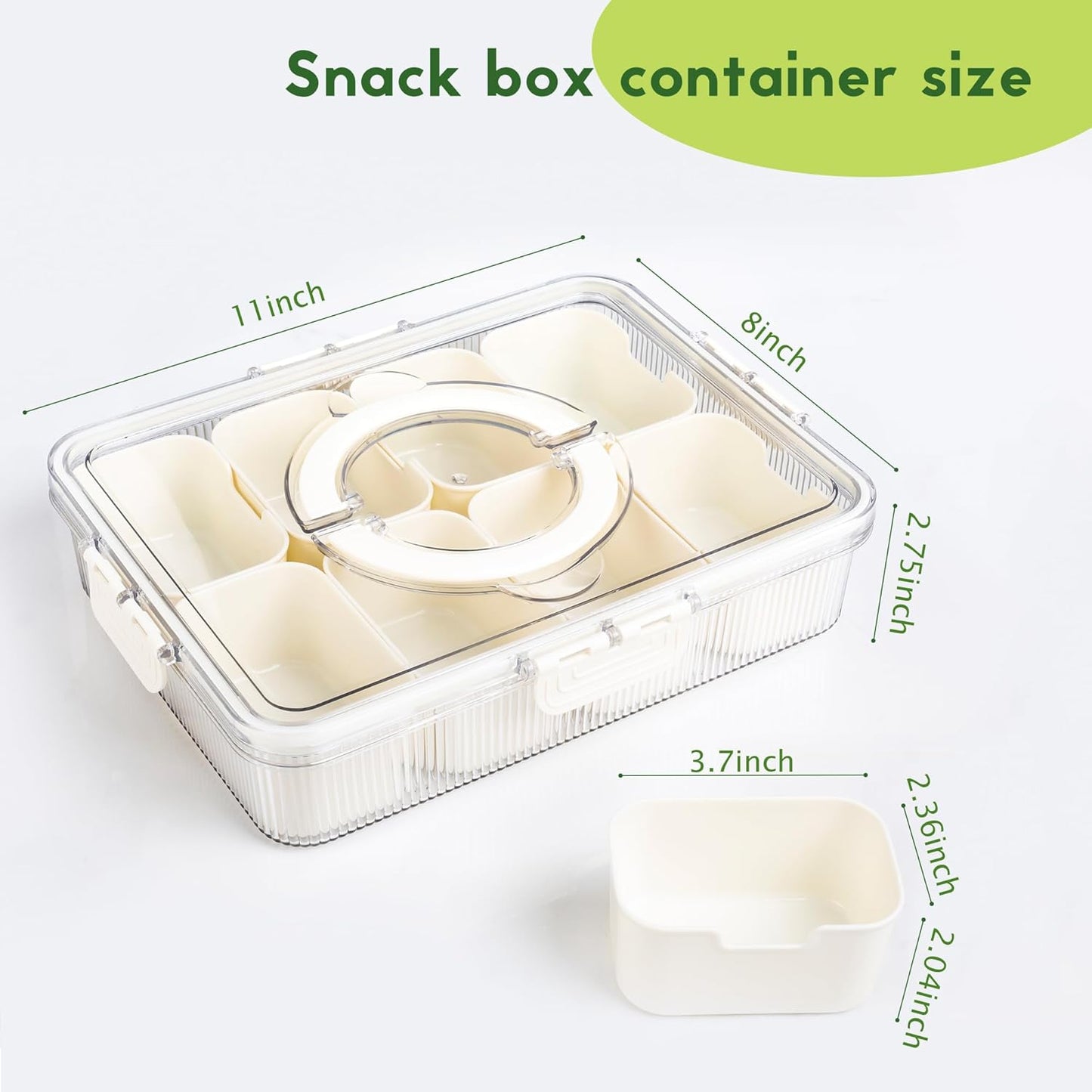 Patent Divided Serving Tray with Lid & Handle - Snackle Box Organizer for Charcuterie, Sandwiches, Veggies, Fruits, Candy - Portable Food Storage for Travel, Beach, Picnics（1 pcs, Orange）