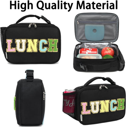 GYEUKHAM Insulated Lunch Box for School, Thermal Reusable Durable Freezable Lunch Bags for Kids Boys Girls Men Women - Small Soft Cooler Portable Lunch Tote Kit for Work Picnic Travel,Black