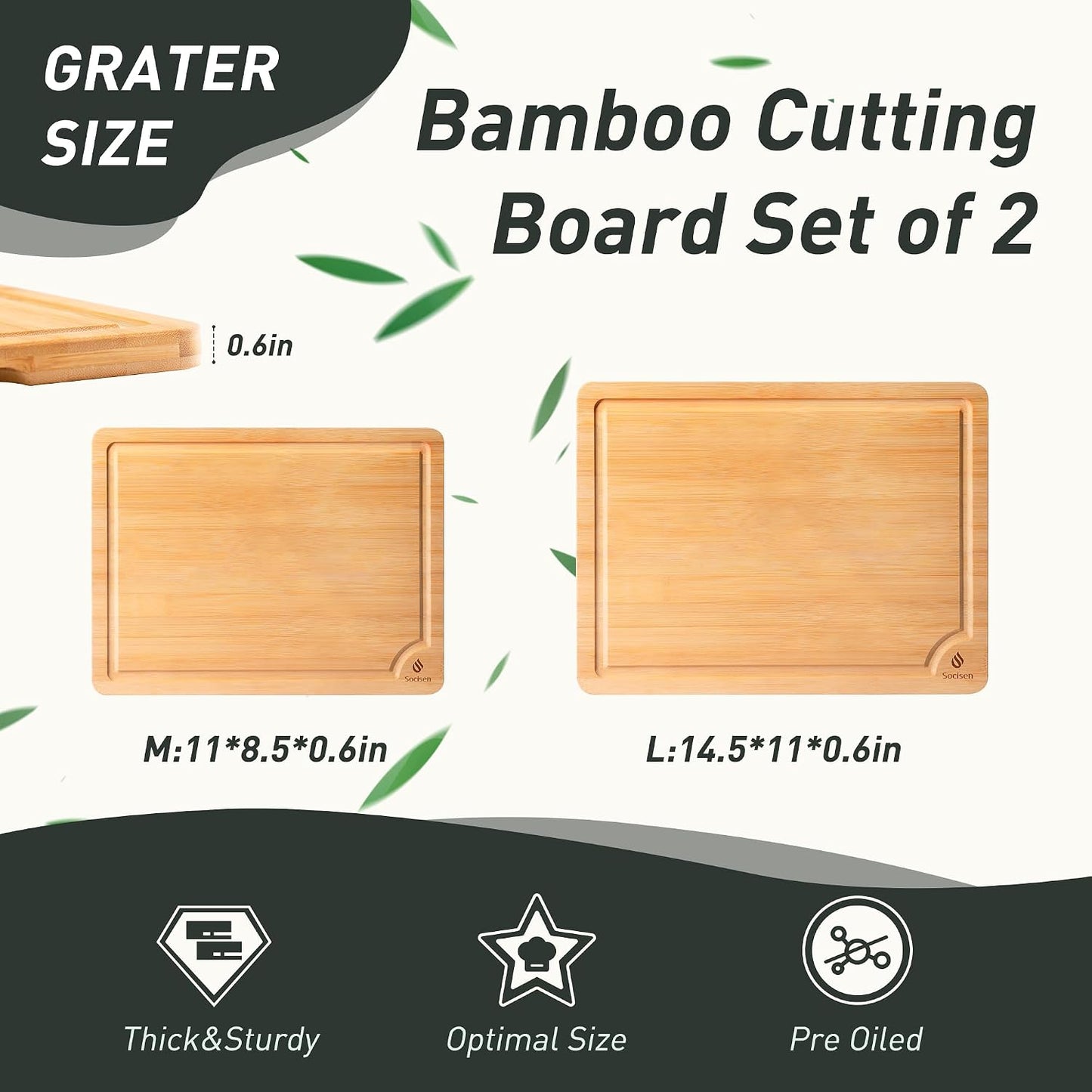 3 Packs Bamboo Cutting Board Set with Non Slip Feet Holder and Over Sink Nice Solid Thick Wood Juice Groove Chopping Board Extra Large Big Small Best Hardwood Kitchen Organic Vegetable Meat BBQ Kit