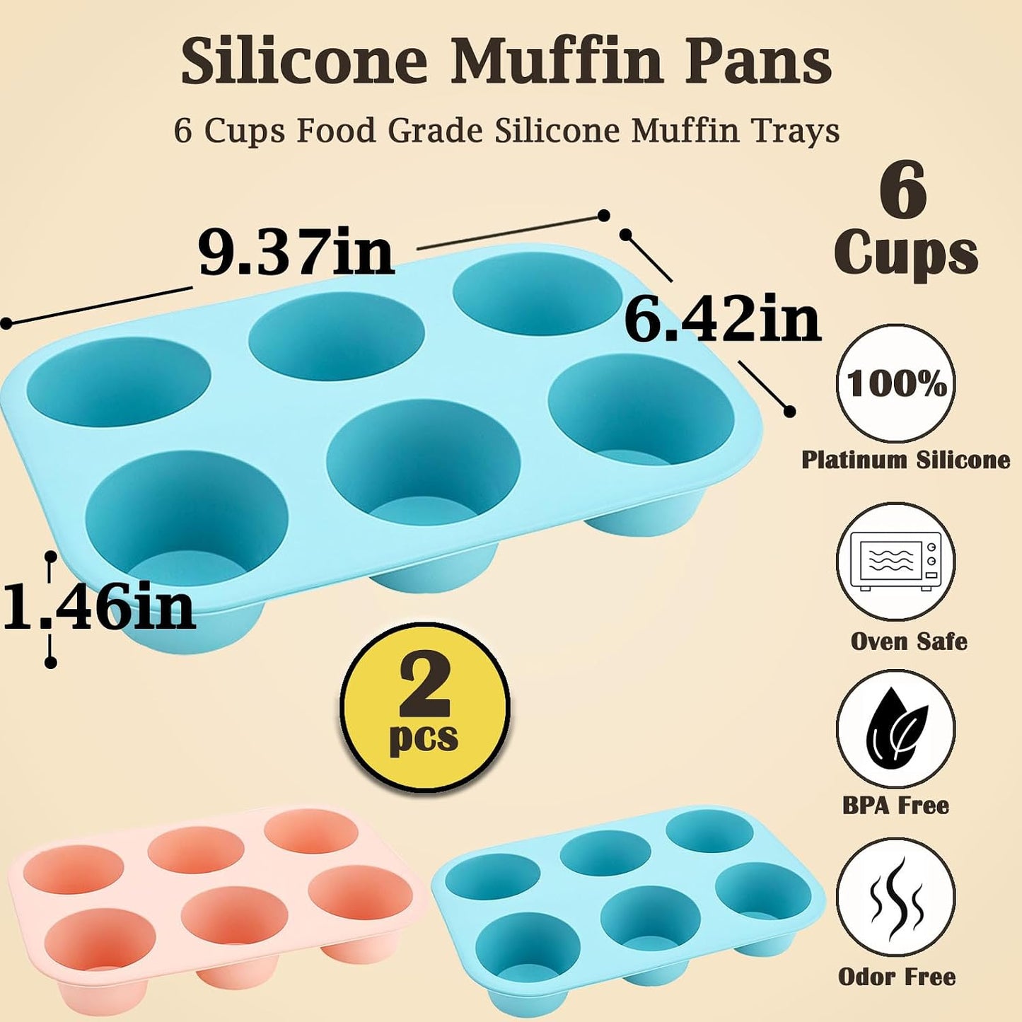 24 Cups Silicone Mini Muffin Pan Set, Nonstick Mini Cupcake Pans, BPA Free Small Muffin Tin for Baking, Set of 2 (Green+Purple)