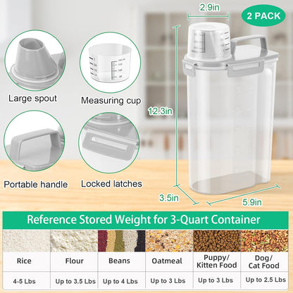 TBMax 2 Pack Airtight Rice Container 5 Lbs +10 Lbs, Cereal Container Oatmeal Storage with Easy-pouring Spout & Handy Cup for Flour Grain Beans, Pet Dog Cat Bird Food Storage Dispenser -Pink
