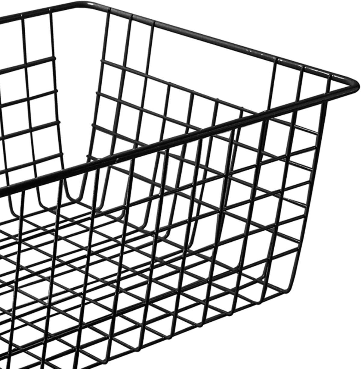 11" Upright Freezer Storage Baskets, Black Wire Storage Bins Small Bakset for Freezer, Pantry, Bathroom Organizing, Set of 2