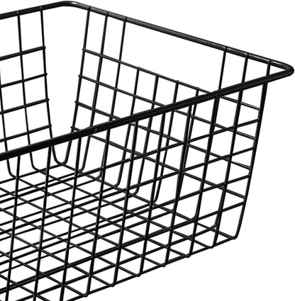 11" Upright Freezer Storage Baskets, Black Wire Storage Bins Small Bakset for Freezer, Pantry, Bathroom Organizing, Set of 2