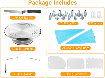 Kootek 22 Aluminum Cake Stand Turntable Set for Decorating Baking Kit, 12"