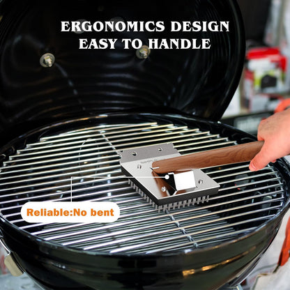 SIMPLETASTE Grill Brush and Scraper for BBQ, Durable & Effective, Replaceable Stainless Steel Head, Wooden Handle Wire Grill Brush for Outdoor Grill, Barbecue Accessories