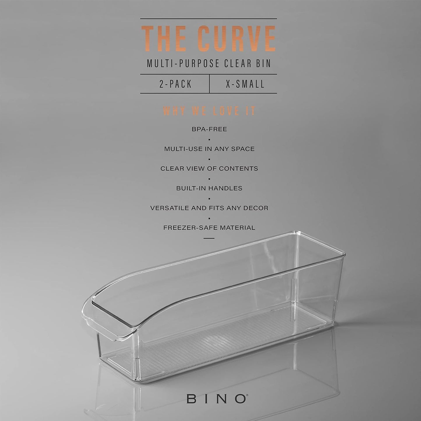 BINO | Plastic Storage Bins, Small | THE CURVE COLLECTION | Multi-Use Organizer Bins | Storage Containers Kitchen, Pantry and Home Organization | Fridge Organizers | Pantry Organization