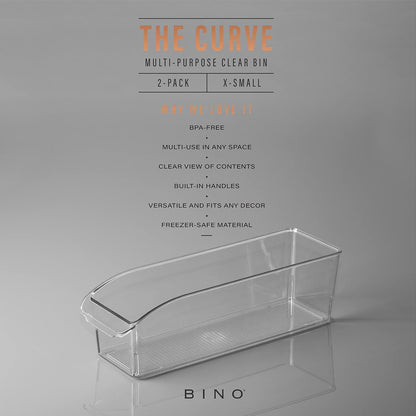 BINO | Plastic Storage Bins, Small | THE CURVE COLLECTION | Multi-Use Organizer Bins | Storage Containers Kitchen, Pantry and Home Organization | Fridge Organizers | Pantry Organization