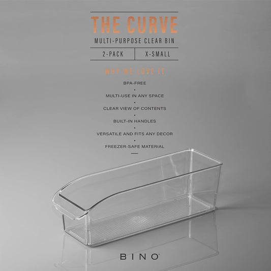 BINO | Plastic Storage Bins, Small | THE CURVE COLLECTION | Multi-Use Organizer Bins | Storage Containers Kitchen, Pantry and Home Organization | Fridge Organizers | Pantry Organization