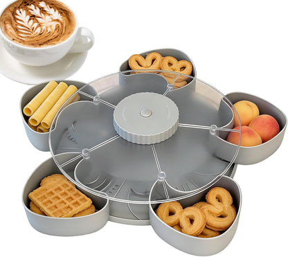 Snack Serving Tray,Rotating Storage Box | with Lid and Snack Box Container | for Vegetable Fruit Dipping Sauce Appetizer Travel Picnic Dining Table