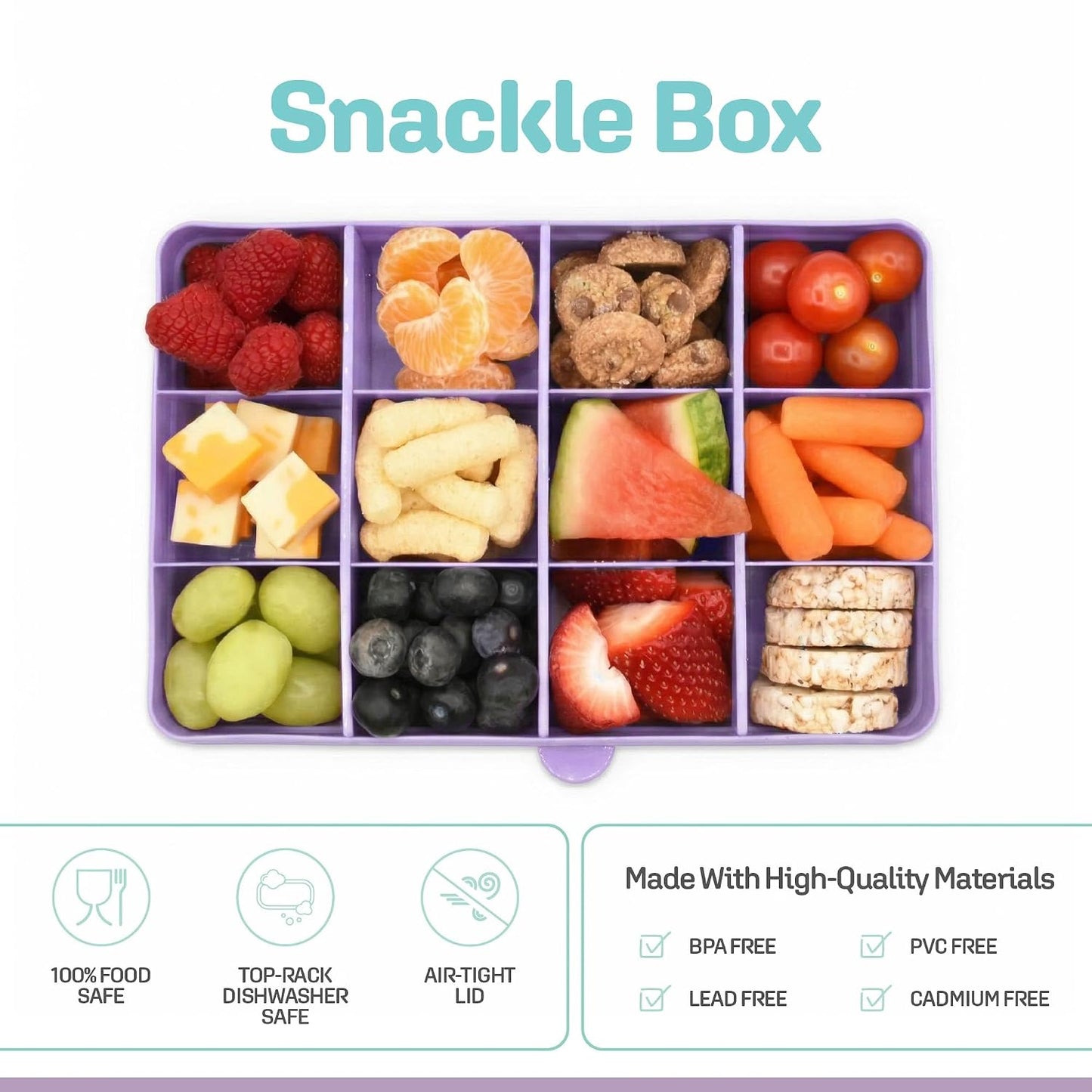 melii Snackle Box |12-Compartment Snack Container with Removable Dividers, BPA-Free Food Storage for Travel, School & On-the-Go Snacks, Kids & Family Organizer (Grey)