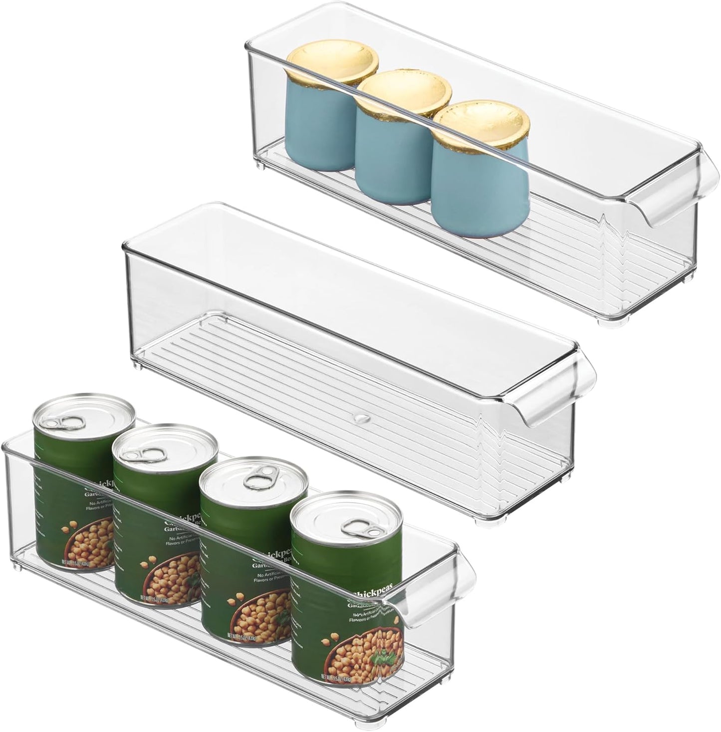 iDesign Stackable Fridge or Freezer Storage Bin with Front Handle, Set of 6, Clear, Made in the USA
