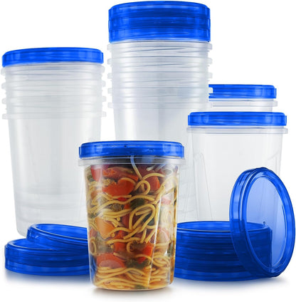 Tafura 10 Pack Leakproof Freezer Containers for Food with Twist Top Lids - 32 Oz BPA Free Reusable Plastic Soup Containers with Screw On Lids - Ideal for Meal Prep, Leftovers & Pantry Organization