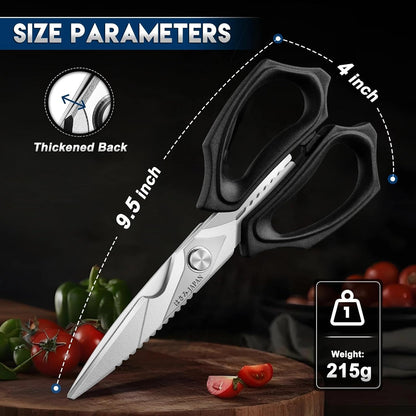 Purple Dragon Kitchen Scissors for Food - Stainless Steel Cooking Scissors All Purpose - Kitchen Shear Heavy Duty for Meat Cutting - Dishwasher Safe - Gifts for Men and Women - Silver Sharp Blade