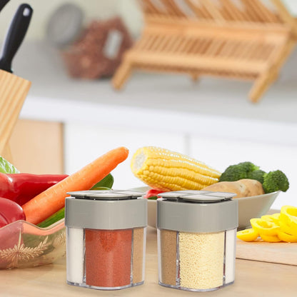 2 Pack Spice Container Salt and Pepper Seasoning Shaker Jars White Grey