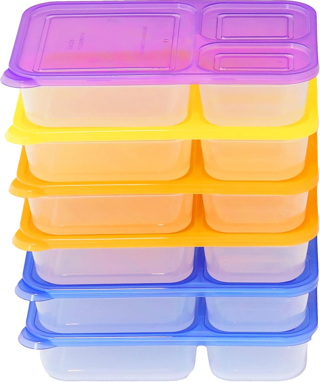 16 Pack - SimpleHouseware 3-Compartment Heavy Duty Bento Lunch Meal Prep Container Boxes, 36 ounces, 4 Color