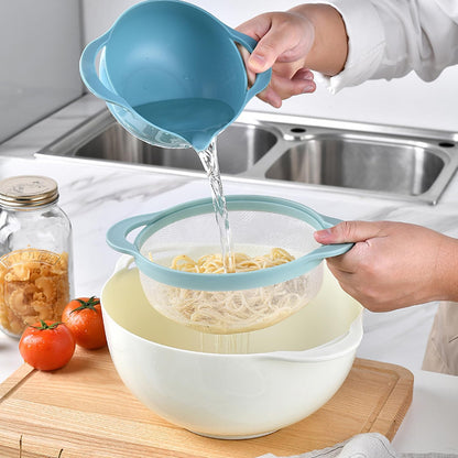 Mixing Bowls, Nesting Baking Bowls with Colander & Fine Mesh (Wheat-10PCS)