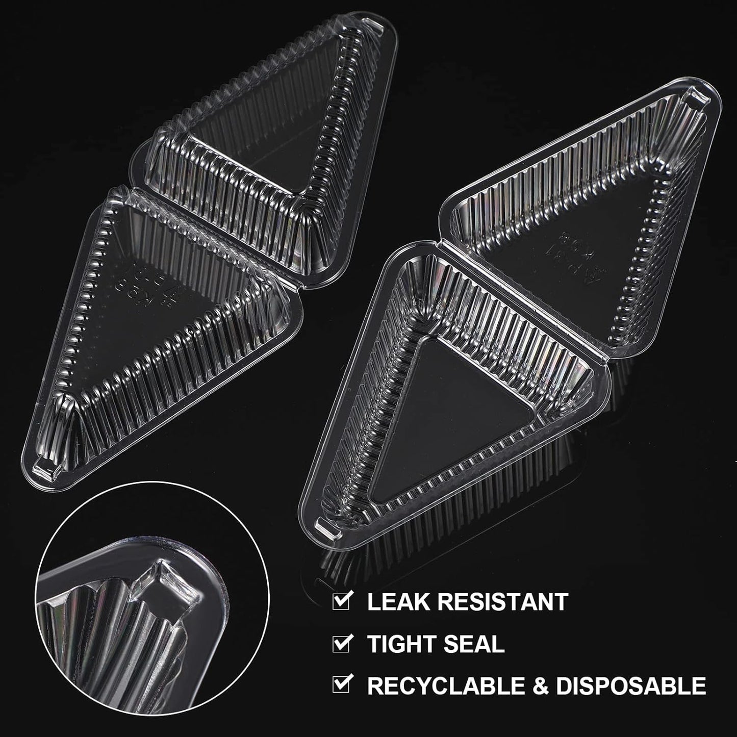 100 Pcs Pie Container with Lid Clear Plastic Medium Dome Hinged Lid Single Slice Container for 6"-8" Diameter Cake or Pie, Dessert, Food Box, Take out Packaging for Home, Bakery and Coffee Business