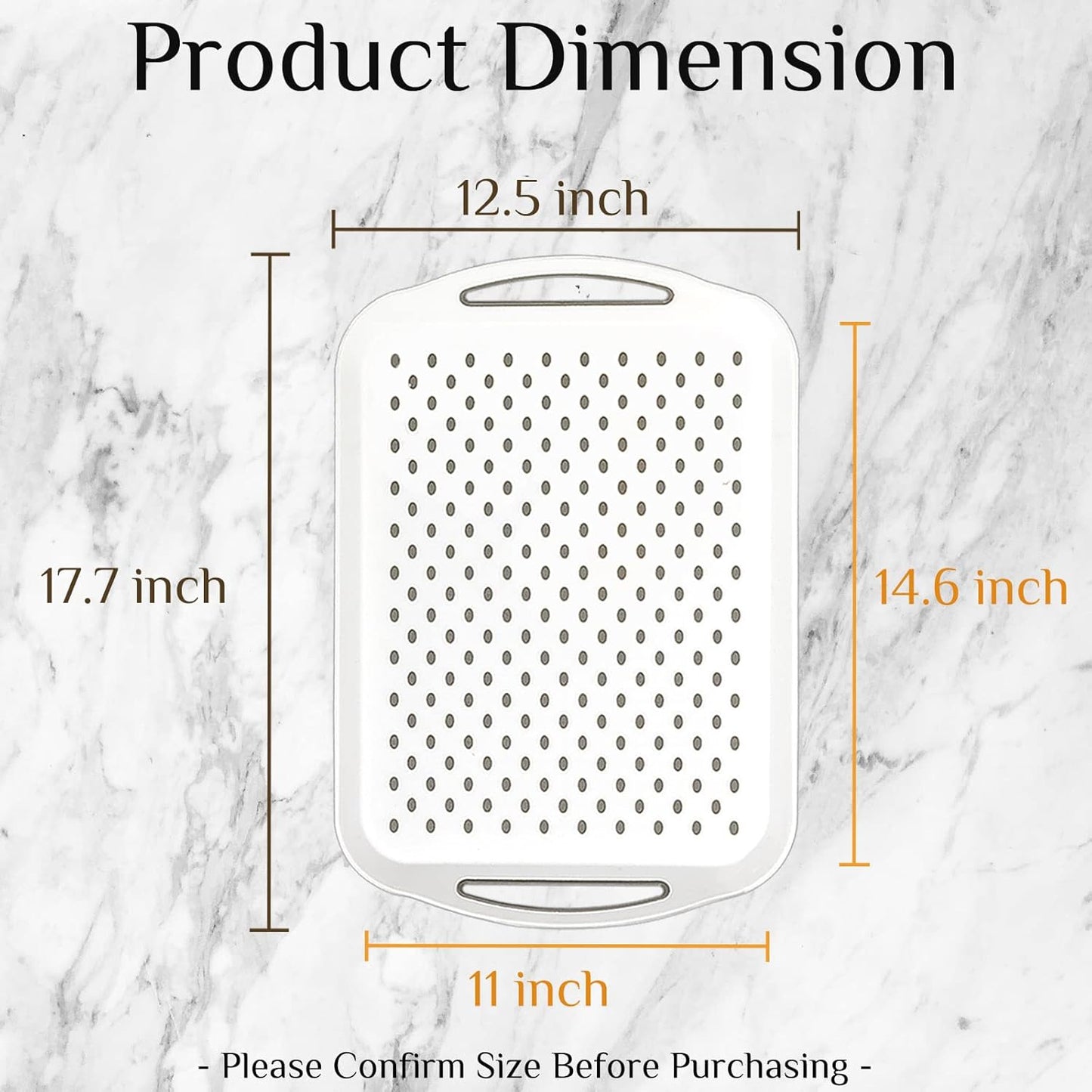 17.7" x 12.5" Anti-Slip Serving Trays with Handles, 3 Pcs X-Large Rectangular Food Serving Tray for Lap, Food Trays for Eating on Couch, Reusable and Durable, Grey