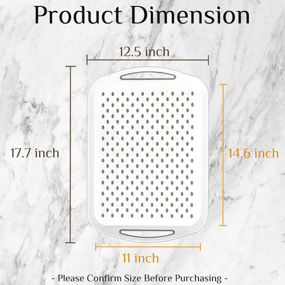 17.7" x 12.5" Anti-Slip Serving Trays with Handles, 3 Pcs X-Large Rectangular Food Serving Tray for Lap, Food Trays for Eating on Couch, Reusable and Durable, Grey