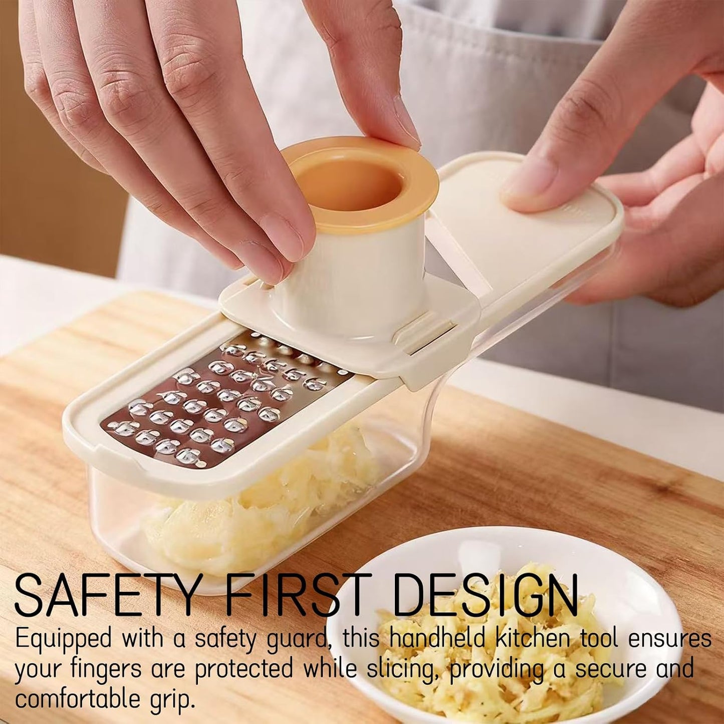 2 Pieces Mini Mandoline Slicer 3 in 1 - Ginger Garlic Grater, Vegetable Chopper with Container, Easy Grip Handheld Kitchen Tool, Safety Guard, for Camping Cooking and Picnic