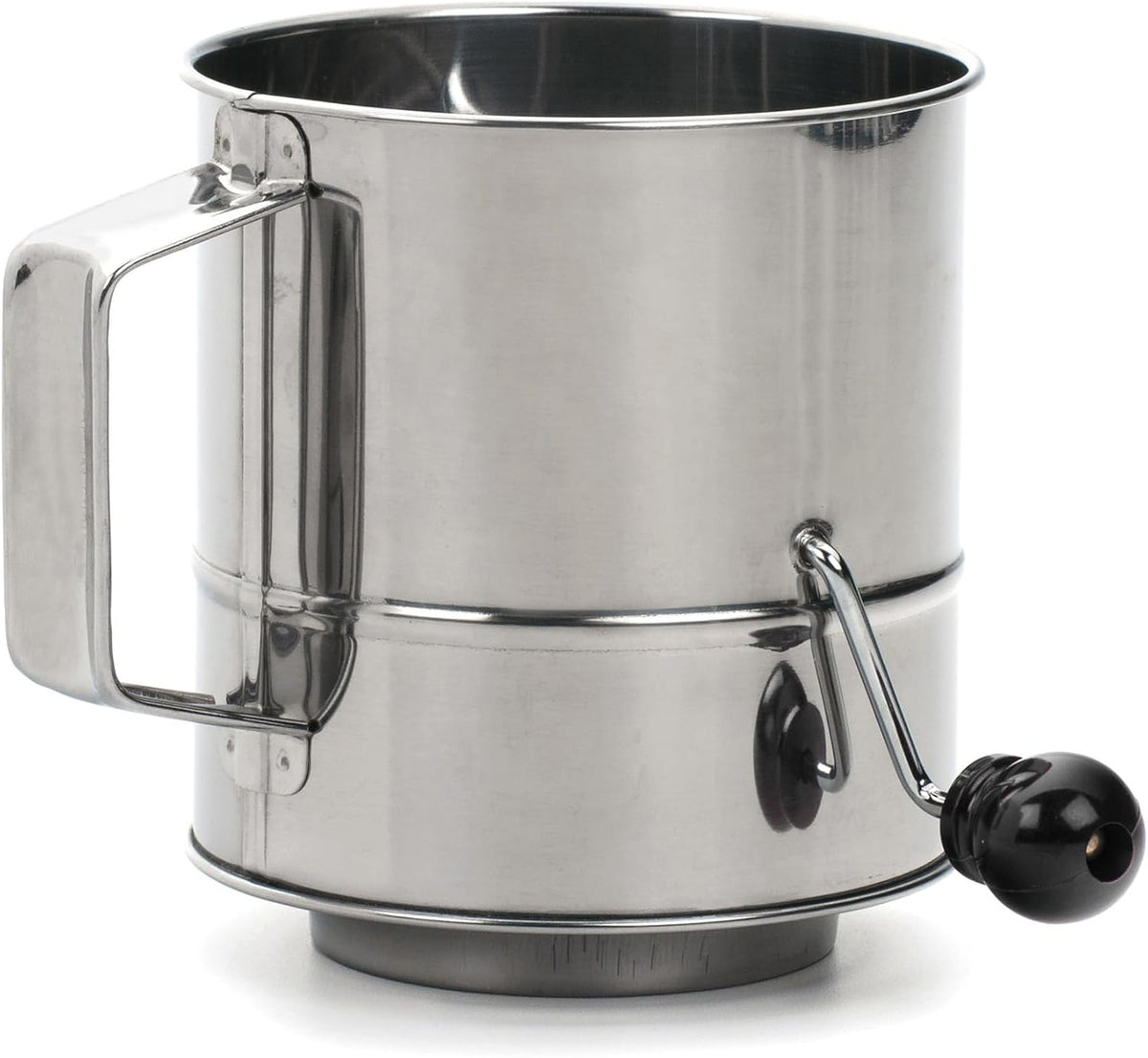 RSVP International Endurance® Stainless Steel Vintage One-Hand Sifter, 1 Cup | Top Cakes, Sift Flour, Marinade BBQ & More | Dishwasher Safe | Powder Sugar, Sift Flour, Spread Toppings & More