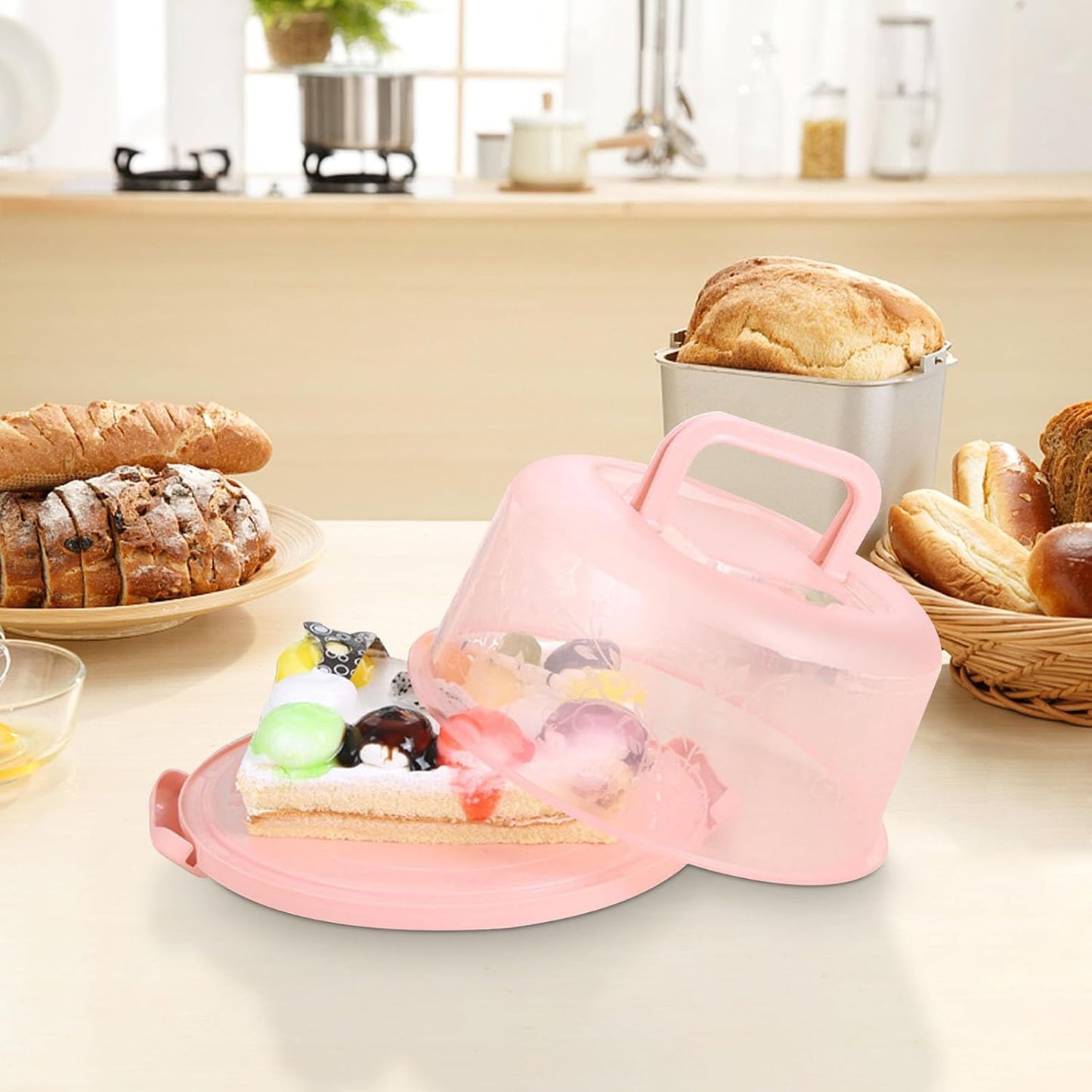 Cake Carrier with Lid and Handle, BPA-Free Cake Containers Cake Holder for 10 inch Cake Cupcake Carrier - Plastic Cover Two Sided Base for Transport Pies Nuts Fruit Perfect Gifts (Blue)