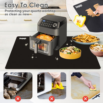 49.2" x 15.7" Large Silicone Mat for Kitchen Counter Protector, Cuttable Silicon Countertop Protector Mat Heat Resistant Mats for Countertop, Cut to Fit Placemat Ship Roll by Foepoge, Black