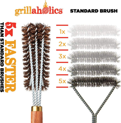 Grillaholics Grill Brush for Outdoor Grill - Safe Bristle Free BBQ Brush with Built-in Scraper – The Perfect Grilling Accessory for Cleaner Grilling