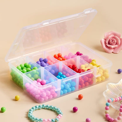 Mauproy 4 Pack 8 Grids Bead Organizer and Storage, Clear Plastic Storage Containers with Removable Dividers and Labels Small Tackle Box Organizer for Jewelry Crafts Electronics Small Parts