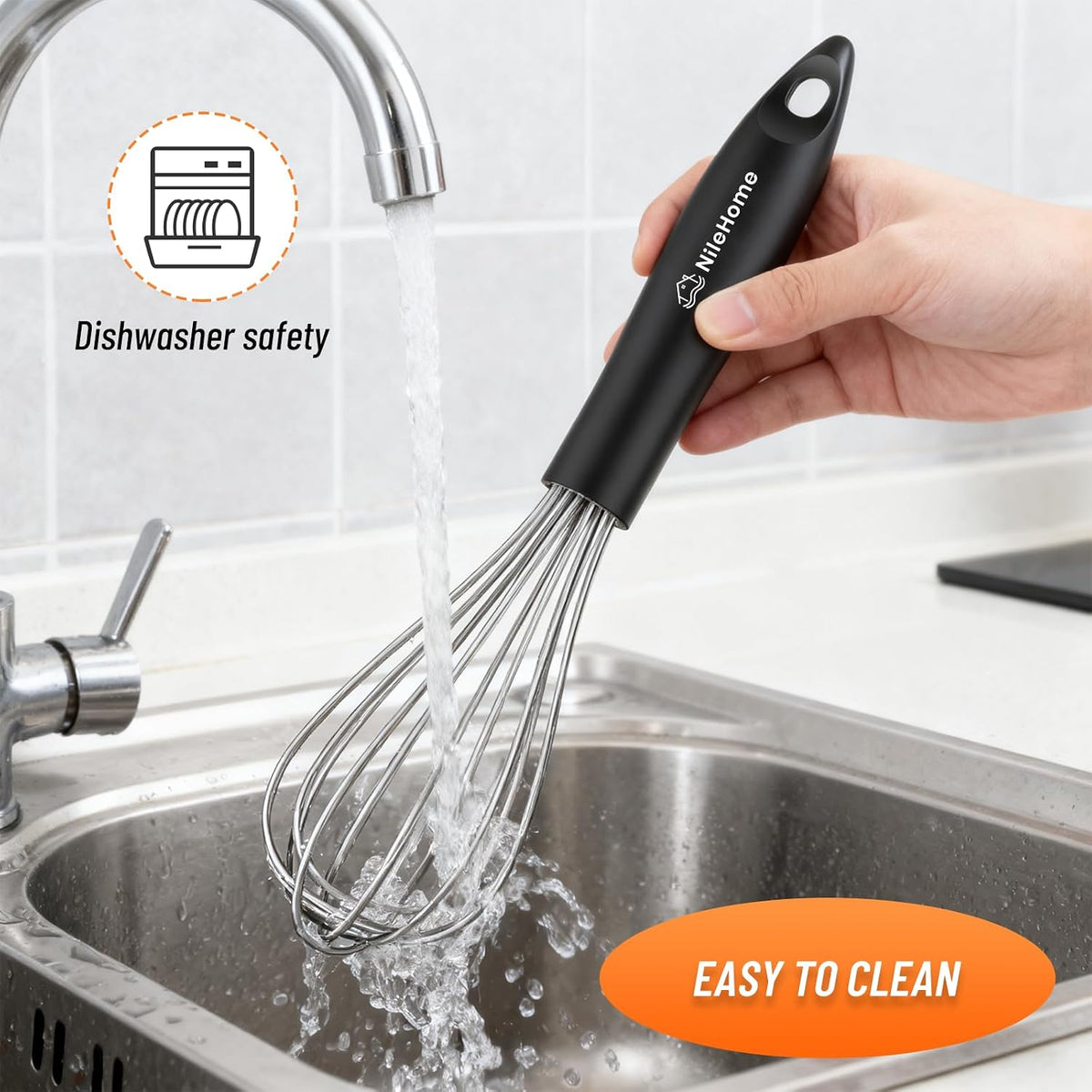 NileHome 3-Pack Stainless Steel Whisk Set, Kitchen Utensils for Cooking