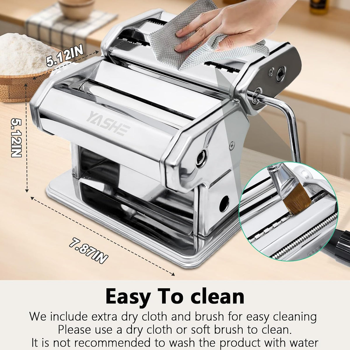 YASHE 3-in-1 Pasta Maker Machine with Adjustable Thickness