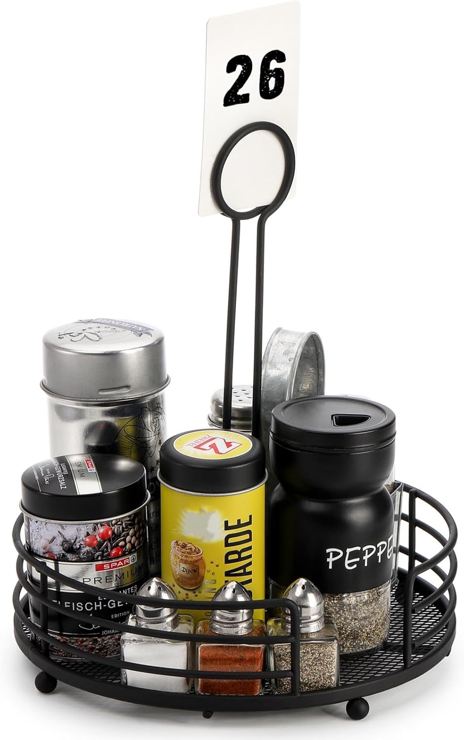 ZOOFOX 2 Pack Metal Condiment Caddy, Tabletop Spice Organizer for Kitchen Pantry, Patio Tables, Countertop, Picnics, Dining Table, BBQ