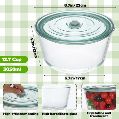 Glass Microwave Steamer Cookware Container with Vented Lid, 12.7-cup Vegetable Steamer Bowl Microwave-Safe Bowl for Vegetables Veggies Fish Rice Fits Most Microwaves, Dishwasher Safe