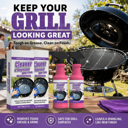 Fast-Acting Heavy-Duty Grill Degreaser Spray, 2Pcs BBQ Heavy Duty Degreaser Grill Cleaner Spray, Grills Cleaner Spray For Outdoor Grills