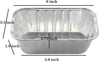 Waytiffer (50 Pack) 1Lb mini Loaf Pans Heavy Duty Disposable Aluminum Foil Bread Tins Standard Size 6" X 3.5" X 2.5" Oven Safe Sturdy Small Bread Tin Pans 1 Pound Loaf Pans