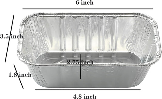 Waytiffer (50 Pack) 1Lb mini Loaf Pans Heavy Duty Disposable Aluminum Foil Bread Tins Standard Size 6" X 3.5" X 2.5" Oven Safe Sturdy Small Bread Tin Pans 1 Pound Loaf Pans