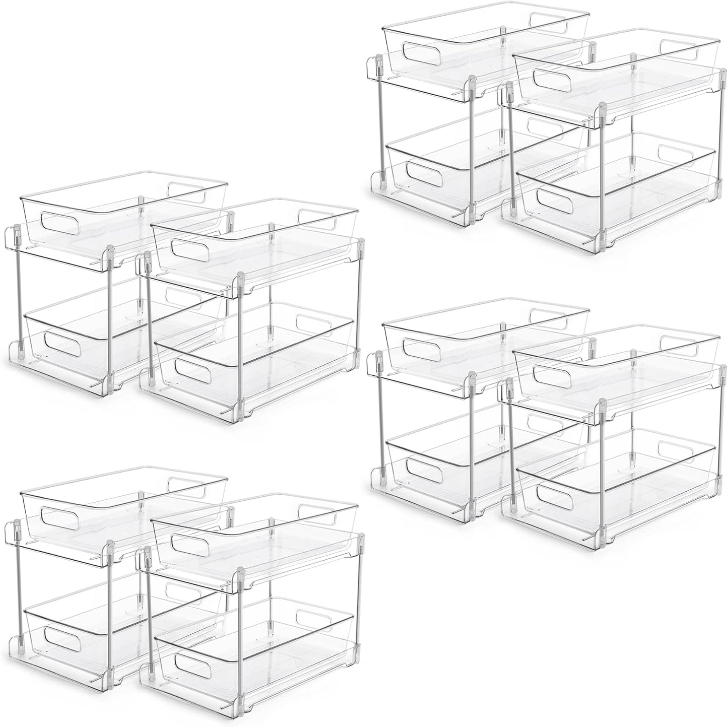 Vtopmart 4 Pack Bathroom Under Sink Organizers Organizer, 2 Tier Clear Pull-Out Organization (S-Standard)