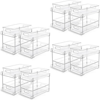 Vtopmart 4 Pack Bathroom Under Sink Organizers Organizer, 2 Tier Clear Pull-Out Organization (S-Standard)
