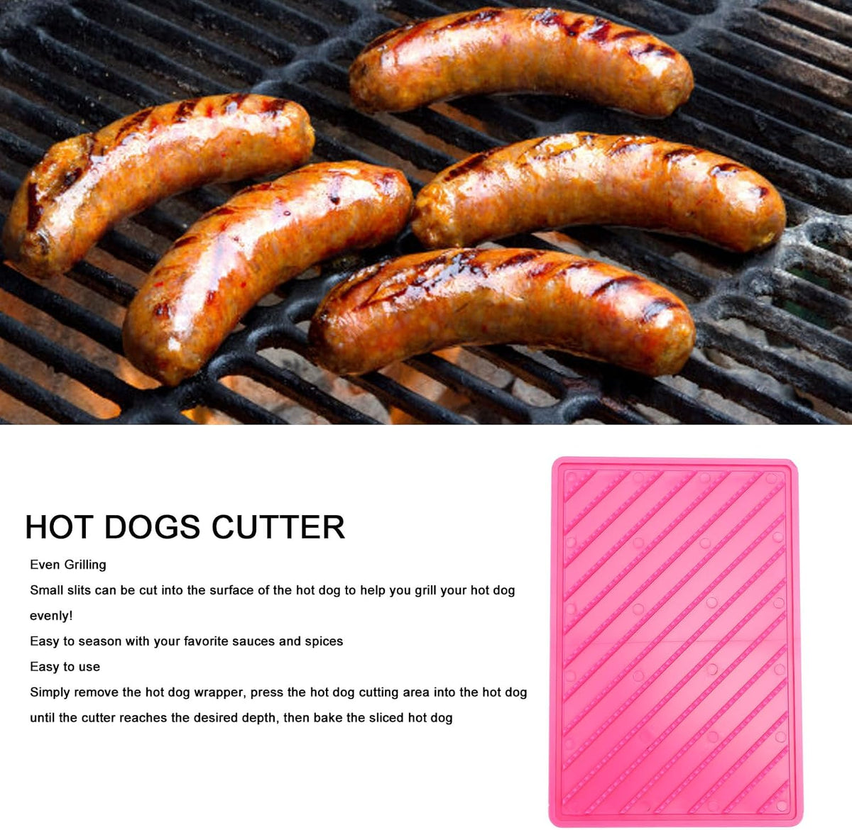 Cyrank Hot Dog Cutter Tool, Curly Hot Dog Sausage Cutter Multifunctional Sausage Criss Cross Handle Sausage Slicers for BBQ, Grilling, Picnics, Outdoor Cooking, Kitchen