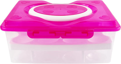 Ortable Large Capacity Double-layers Egg Storage Container Holds 24 Eggs Shatter-proof Non-slip Eggs Holder with Handle (Purple)