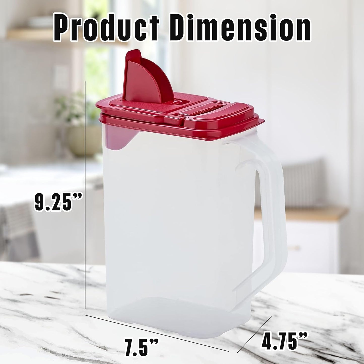 Buddeez Kitchen Pantry Container - Easy Grip Handle for Mess Free Use - Flour and Sugar Storage Made Simple - 4 Quart White Lid