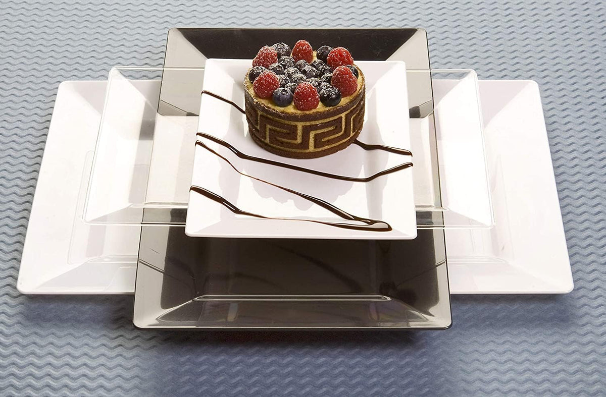 Zappy 10 13" x 8.5" Rectangle Serving Trays with Lids - Plastic Containers with Lids - White Rectangular Trays