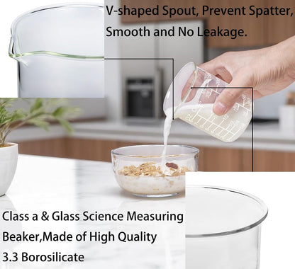 Ackers Etched Graduated Glass Measuring Cup - V-Shaped Spout- High Borosilicate Glass Measuring Cup for Kitchen or Dining, Easy to Read,1000 ML (32 Oz, 4 Cup)