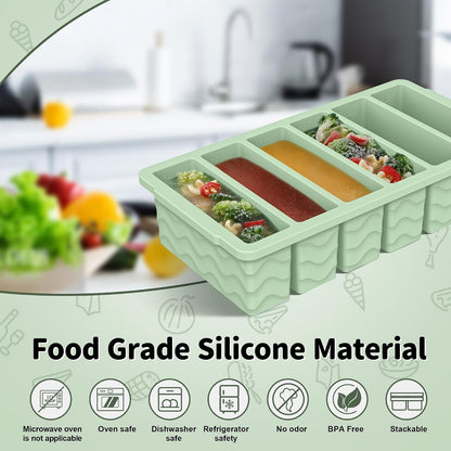 4-Pack Silicone Freezer Trays with Lid,2*【2 Large 2-Cup(500ml)&6 Small 1/2-Cup(125ml)】Soup Freezer Container Molds,Ice Cube Tray For Meal Prep&Freezing Soup,Stews,Sauces,Oven&Dishwasher-Safe